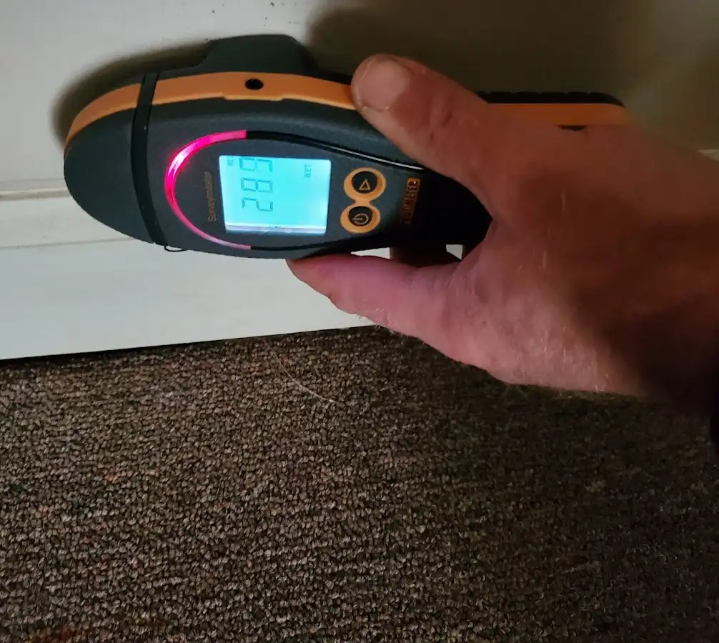 Moisture detection at baseboard during Burst Pipe Cleanup in Pottstown